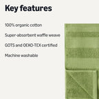 Amazon Basics 100% Organic Cotton Waffle Kitchen Dish Cloths, Ultra Absorbent - Image 2