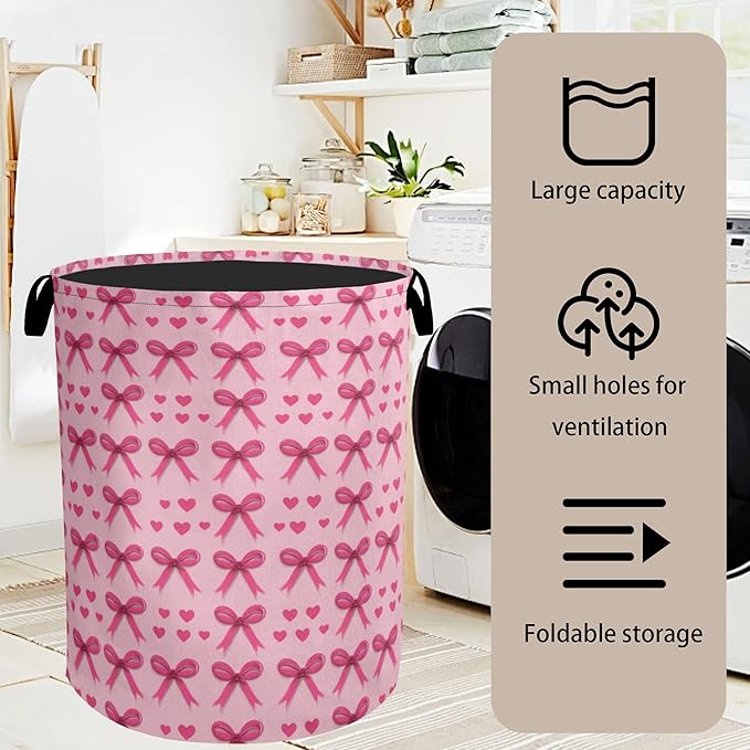 Pink Bow Laundry Hamper - Image 7