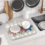 Patriotic Dish Drying Mat for Kitchen Counter Cute Stars 4th of July Holiday - Image 6