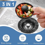 Kitchen Sink Drain Strainer 3 in 1, 304 Stainless Steel Pop Up Sink Stopper - Image 2