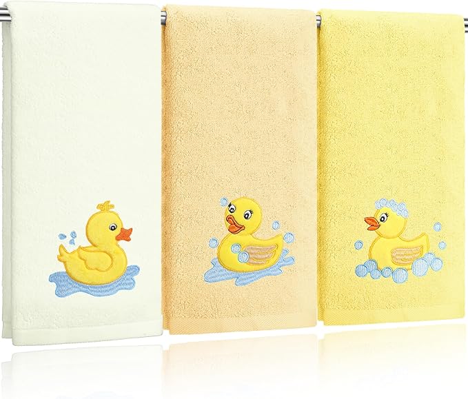 3 Pack Rubber Ducky Coastal Hand Towels by Hahafelt