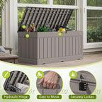 Devoko 78 Gallon Deck Box, Waterproof Resin Outdoor Storage Box for Outside and Patio, Outdoor Storage Bench Lockable for Patio Furniture, Garden Tools and Pool Supplies (Light Brown, 78 Gallon) - Image 2