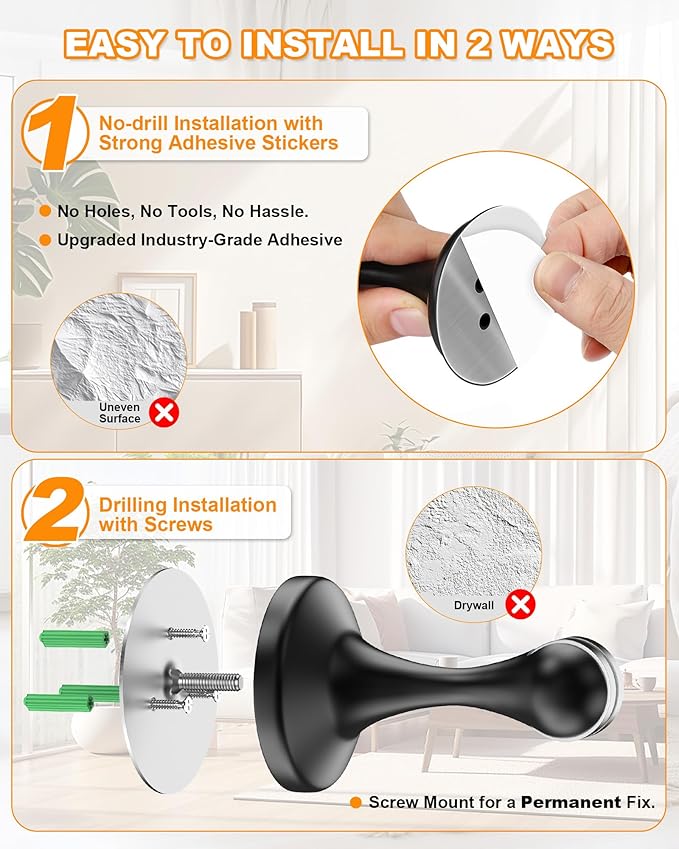 Crosize Magnetic Door Stoppers 8 Pack, Stainless Steel Door Stops - Image 3