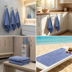 4PCS Blue Microfiber Hand Towels - Image 7