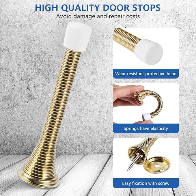 24 Pack Spring Door Stops 3 1/4 Inch Flexible Heavy Duty Spring Door Stopper - Image 3