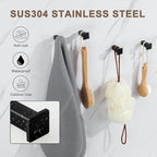SAYAYO Modern Black Coat Hooks for Wall, Robe Hooks Towel Holder for Bathrooms - Image 2