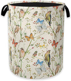 Laundry Hamper, Watercolor Bird Laundry Basket, Spring Flower Butterfly by Unknown