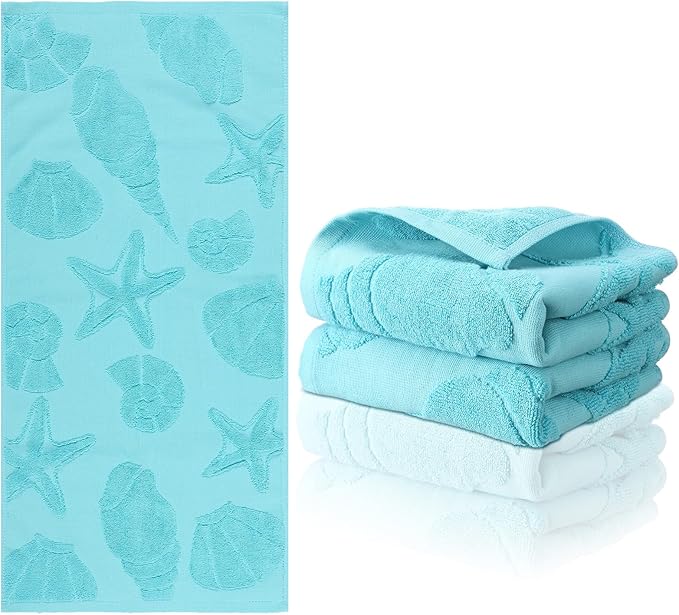 2 Pcs Coastal Hand Towels for Bathroom Ocean Beach Coastal Hand Towels 100% by Fanfanwin
