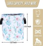 Cactus Flowers Laundry Basket Pink Floral Foldable Oxford Cloth Funny Tote Bag - Image 2