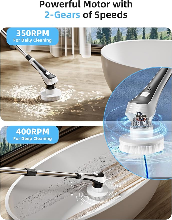 Electric Spin Scrubber, Cordless Shower Scrubber - Image 3
