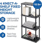 Gracious Living 2 Pack Light Duty Storage Shelves, Knect-A-Shelf 4-Shelf Ventilated Shelving Rack Organizer for Home, Garage, Basement & Laundry, Black - Image 4