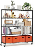 Xcity Storage Shelves, 5 Tier Heavy Duty Metal Shelving Unit with Wheels, 3000 LBS Capacity Adjustable Steel Wire Shelf Organizer for Pantry, Kitchen, Garage, 24" D x 48" W x 72" H, Black by Unknown