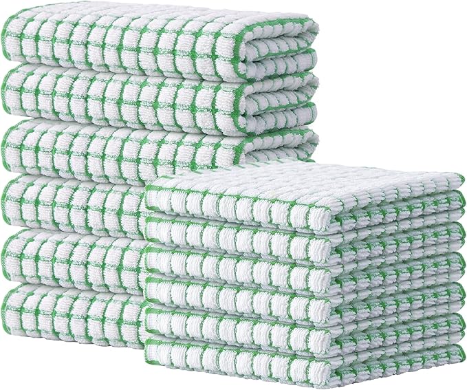 Kitinjoy Cotton 12 Pack Kitchen Towels and Dishcloths Sets, 16 x 25 Inch & 12 X by Kitinjoy