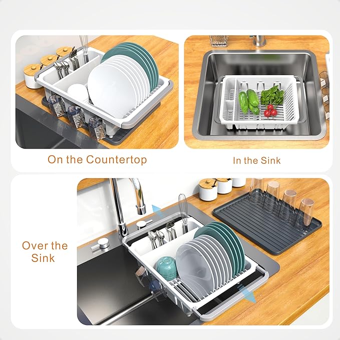 Dish drying rack expandable over the sink, in the sink and - Image 2
