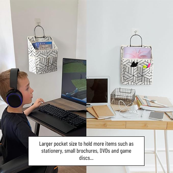 2pcs Wall Hanging Storage Bag, Small Door Closet Linen Fabric Pockets Organizer - Image 4