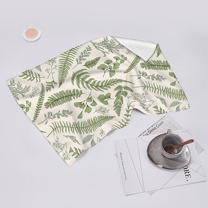 Cute Botanic Dish Towels for Drying Dishes, Absorbent Decorative Sage Green - Image 6