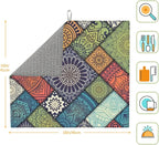 Retro Boho Dish Drying Mat 16x18 Inch, Microfiber Absorbent Fast Dry Mat - Image 2