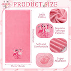 2 Pcs Flamingo Hand Towels Hot Pink Bathroom Decor 14x29 Inch Embroidered 100% - Image 3