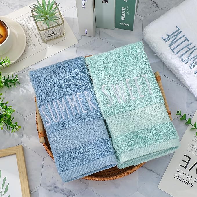 3Pcs Summer Hand Towels Cotton Embroidered Bathroom Towel 3 Colors Absorbent - Image 4