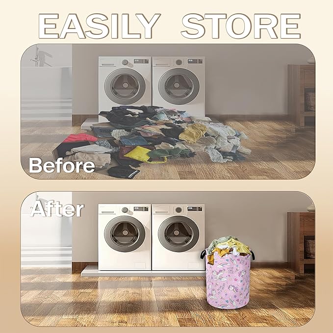 Laundry Hamper, Dreamy Rainbow Portable Collapsible Laundry Room Organization - Image 7