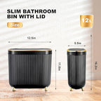 Bathroom Trash Can with Lid 3.1 Gallon Narrow Trash Can Small Plastic Trash Bin - Image 2