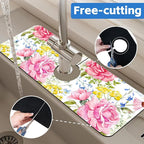 Watercolor Light Pink Floral Dish Drying Mat - Image 7