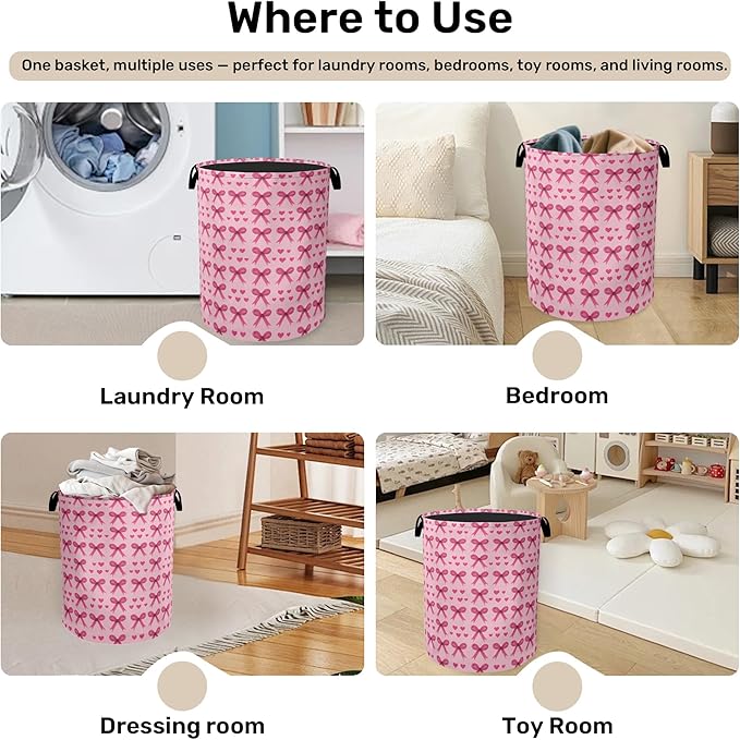 Pink Bow Laundry Hamper - Image 4