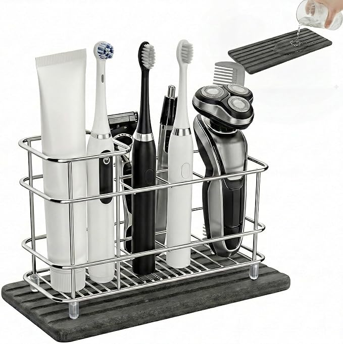 Toothbrush Holder for Bathroom Countertop, Stainless Steel Electric Toothbrush by Unknown