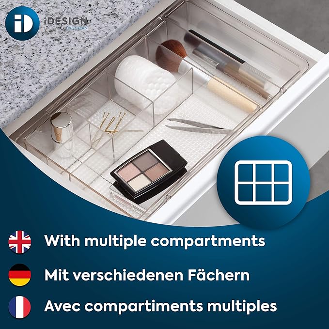 iDesign Expandable Vanity Drawer Organizer, The Clarity Collection – 11.25” to - Image 3