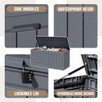 JUMMICO 78 Gallon Outdoor Deck Box Large Resin Storage Box for Patio Furniture Cushions, and Garden Tools (Gray) - Image 2