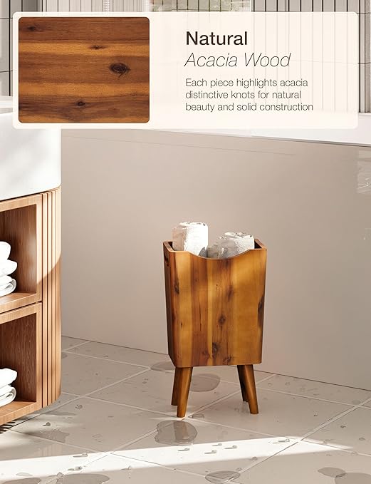 2 Gallons Wooden Trash Can 4 Legs - Image 6