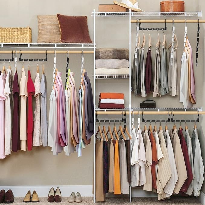 24 Pack Hangers Space Saving Magic Space Saver Storage Smart Plastic Clothes - Image 4
