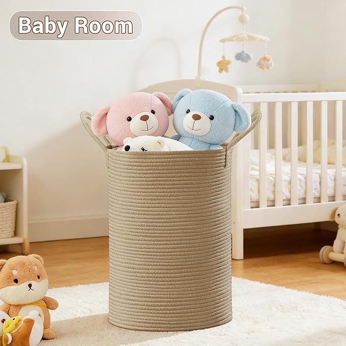Tall Laundry Basket with Handles, 72L Portable Dirty Clothes Hamper, Boho - Image 4