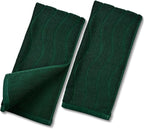 Jacquotha 2-Piece Hand Towels Set in Forest Green, Wavy Striped Jacquard Towels by Jacquotha