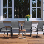 Flamaker Patio Chairs Stackable Dining Chairs Set of 4 Metal and Teslin Outdoor Chairs for Lawn Deck Balcony Porch (Grey) - Image 2