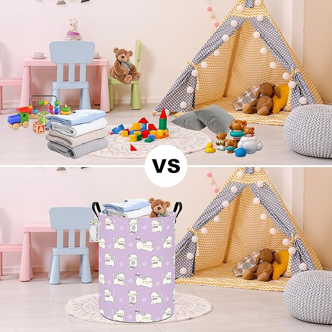 FANKANG Storage Basket, Nursery Hamper Canvas Laundry Basket Foldable - Image 6