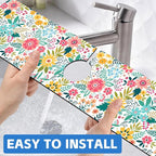 Colorful Floral Leaves Berries Kitchen Sink Splash Guard Mat Absorbent Fast - Image 6