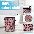Pink Leopard Laundry Basket, Laundry Hamper Collapsible Oxford Cloth - Image 4