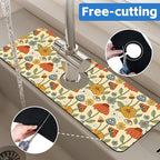 Abstract 70s Mushroom Floral Sink Faucet Absorbing Mat Sink Splash Guard Faucet - Image 7