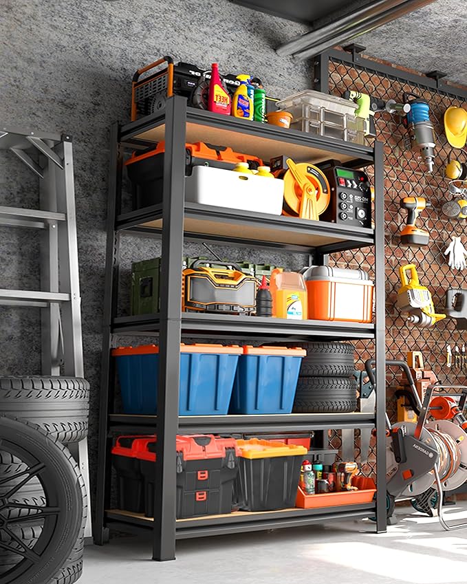 Set of 5 Garage Shelving Heavy Duty Storage Shelves, Metal Adjustable Shelving Unit, Utility Garage Organizer Shelf for Basement, Pantry, Kitchen, Warehouse,15.7" D x 35.4" W x 71.2" H - Image 8
