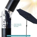 Sunnydaze Outdoor Patio Umbrella - Polyester Table Market Umbrella with Push-Button Tilt and Crank - 8 Sturdy Ribs - Navy Blue - 9ft - Image 2