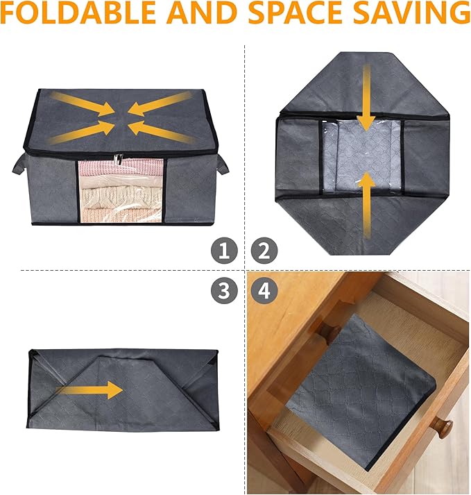 3 Pack Storage Bags, 45L Foldable Clothes Storage Bins - Image 8