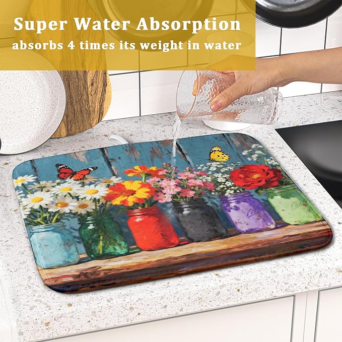 Spring Summer Floral Dish Drying Mat - Image 7