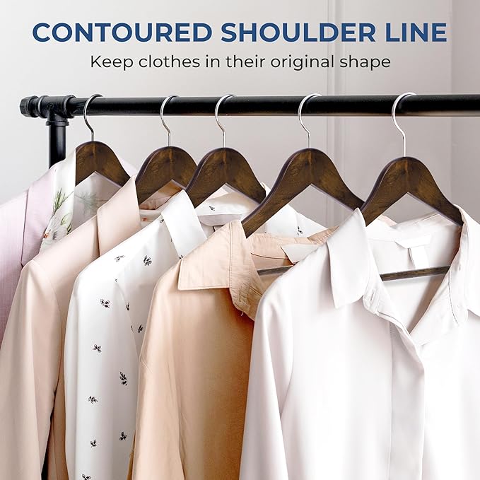 JS Hanger Wooden Coat Hangers, 20 Pack High Grade Wood Suit Hangers - Image 9