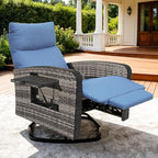 Outdoor Recliner Chair, Wicker Patio Recliners with Adjustable Backrest and Extended Foot Rest, Reclining Patio Chairs with Flip Table & Removable Cushion Cover for Porch by zzw