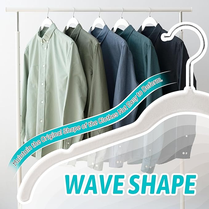 Premium Velvet Shirt Hangers 50 Pack, Non-Slip 360° Swivel Hook Slim Felt Hanger - Image 5