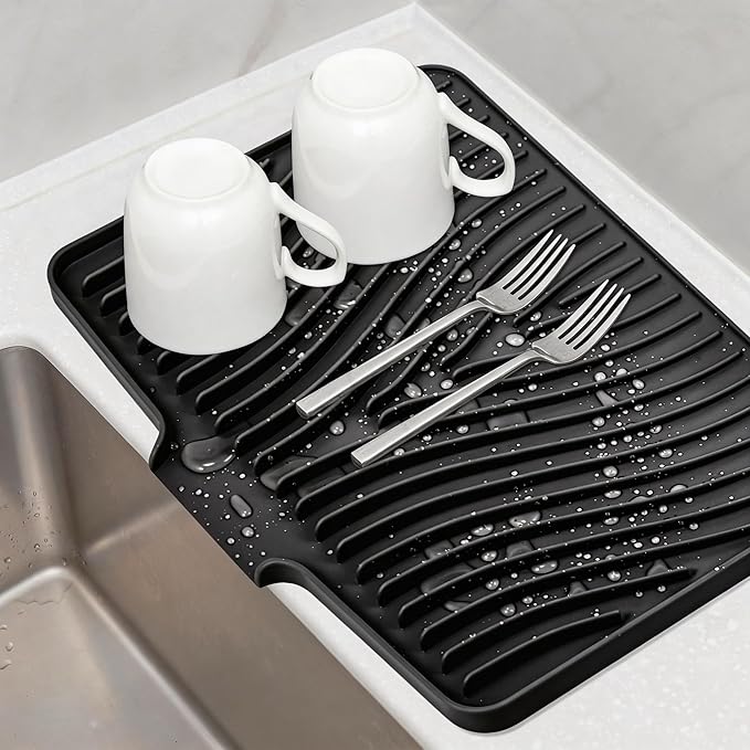Silicone Dish Drying Mat for Kitchen Counter, Dish Drying Pad, Non-Slip Drain by TIKNIKHomeOutdoor