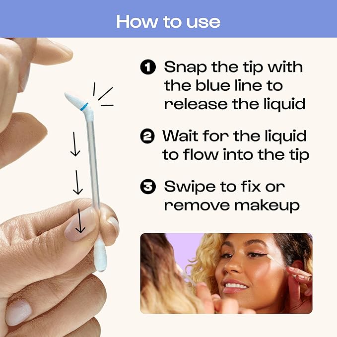 Alleyoop Cotton Swabs for Makeup, Tip Off Liquid-Filled Makeup Removing Swabs - Image 5
