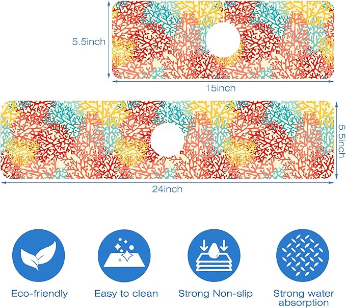 Colorful Sea Corals Dish Drying Mat - Image 3