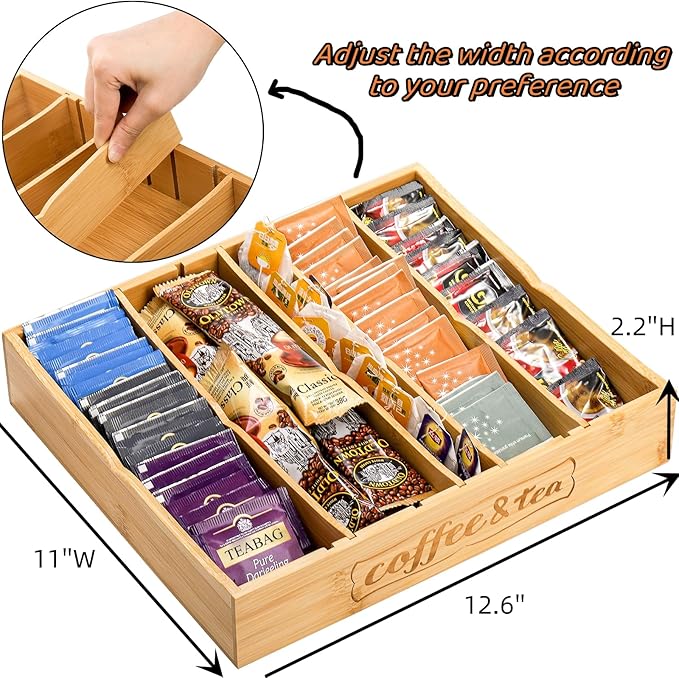 Lyellfe 2 Pack K Cup Holder for Drawers, Bamboo Tea Bag Organizer - Image 2